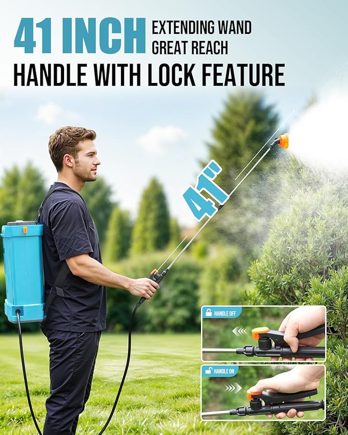 Battery Powered Backpack Sprayer 4 Gallon, 120PSI Adjustable Pressure & Lightweight Electric Sprayer, Garden Weed Yard Lawn Sprayer with 5 Spray Nozzles