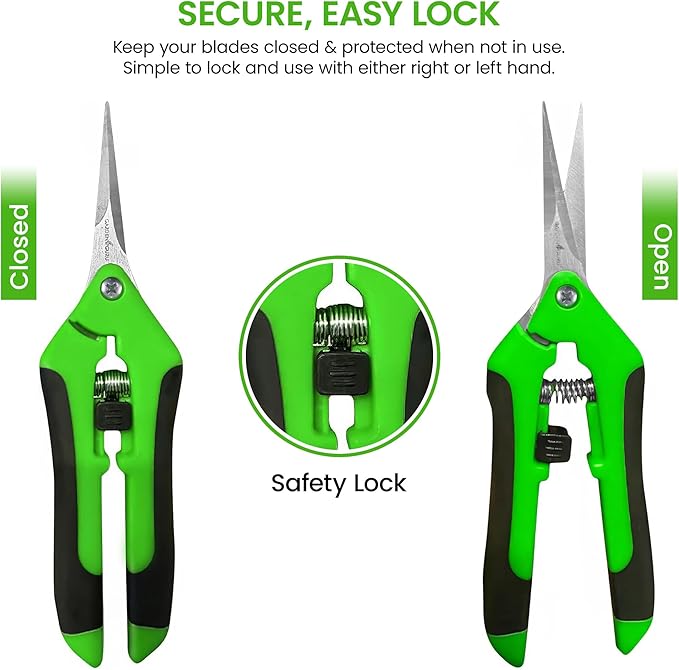 GARDEN GURU Razor Sharp Snip – Professional Garden Pruning Shears Trimmers Scissors – Super Sharp Micro-Tip Precision Stainless Steel Blades - Easy on Arthritic Hands - Soft Ergonomic Rubber Handles