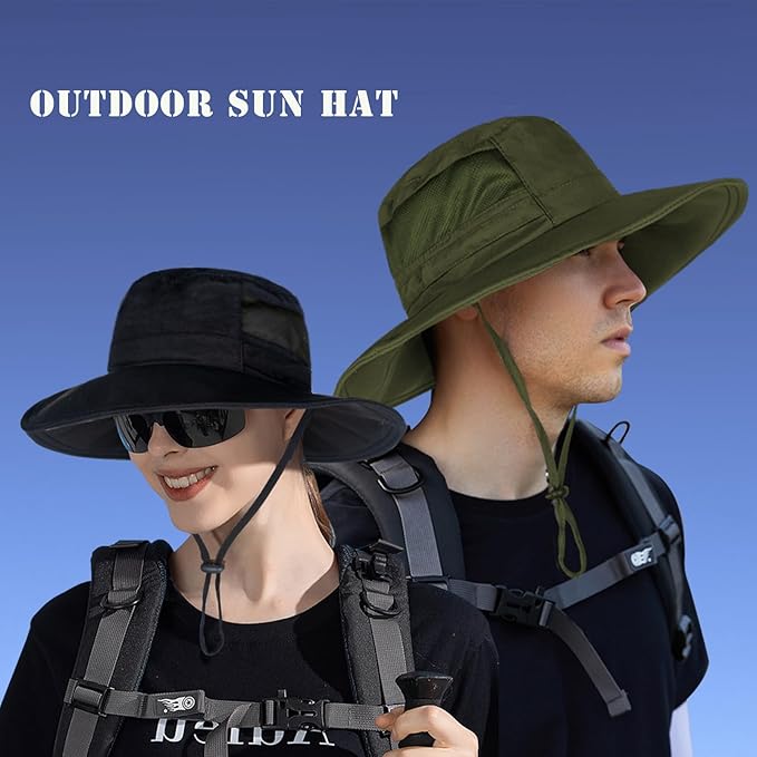 Sun Hat for Men/Women, UPF 50+ Fishing Hat,Waterproof Wide Brim Bucket Hat Foldable Boonie Hat for Hiking Garden Safari Beach