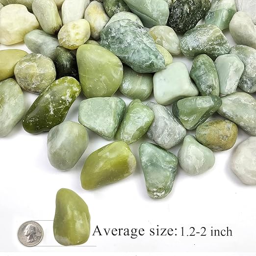 5LB Succulent Jade Pebbles for Indoor Plants, 1.2-2 Inch Natural Decorative Polished Stones, River Rocks for Vase, Flowerpot Decoration, Indoor Decoration,Landscaping and Garden Decoration