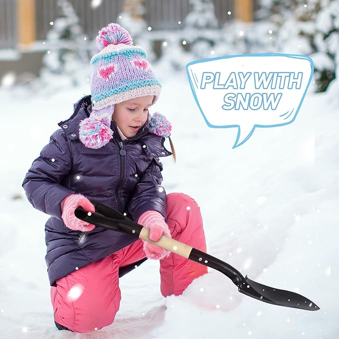 REDCAMP 27" Beach Spades Sand Shovels with D-Handle for Adults Gardening Tools Kit Travel Sandbox Snow Scoop Wood Handle Spade for Digging Sand Snow, Manganese Steel Spades