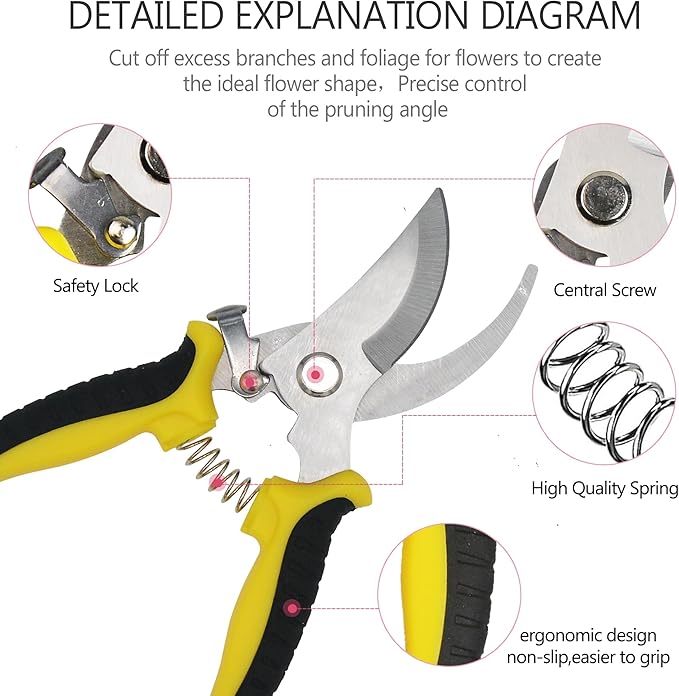 Pruning Shears Gardening Scissors Tools: 3pcs Outdoors&Indoor Garden Clippers, Rose Snips, Plant Clippers, Wood Pruner, Gardener Work Accessories for Flower Arrangement, Yard Landscaping (Multi-color)