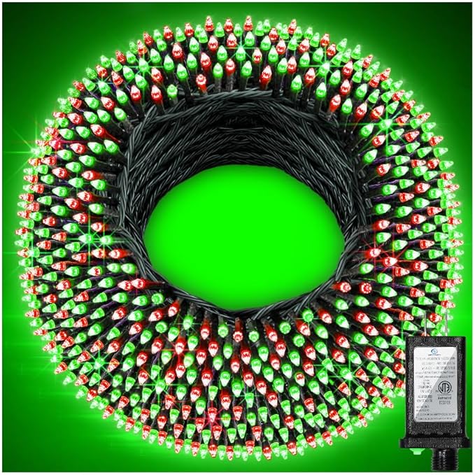 340 LED 90FT Christmas String Lights Outdoor, 12 Pro Modes and Timer Memory & Brightness, Plug in Waterproof Dark Green Wire Twinkle Light for for Xmas Yard Tree Wedding Party Decor (Red & Green)