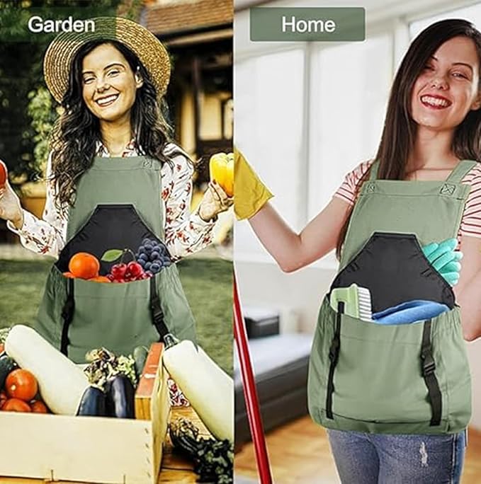 Harvesting Apron - Gardening Aprons with Pockets,with Pockets for Women & Men - Garden Apron 7 Pockets & Internal Drawstring Bag - Great Gift