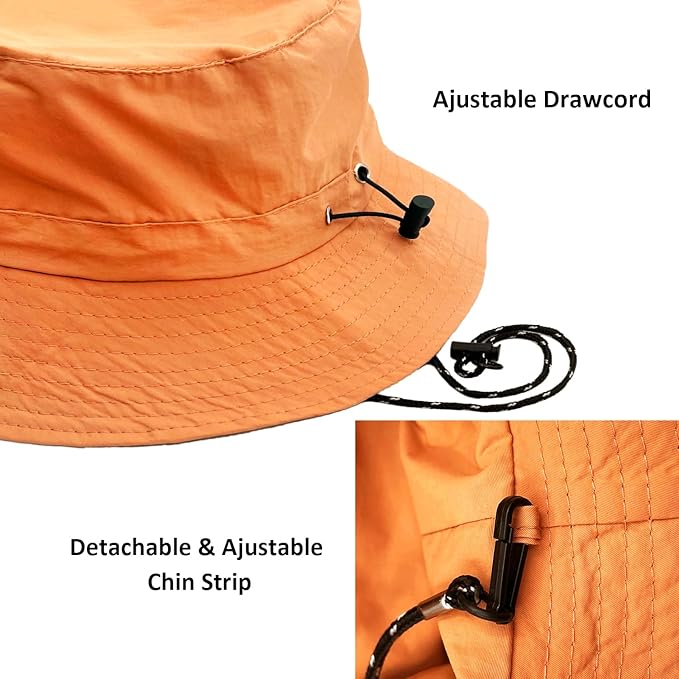 woogwin Waterproof Bucket Rain Hat with Chin Strap Quick Dry Packable Boonie Sun Hat Safari Hat UV Protection