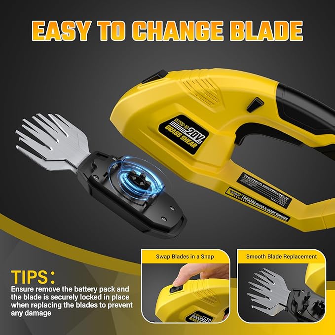 Cordless Grass Shear & Hedge Trimmer for DEWALT 20V Battery, 2 in 1 Handheld Electric Shrubbery Trimmer, Bush Trimmer for Yard & Garden, Lawn(Tool Only)