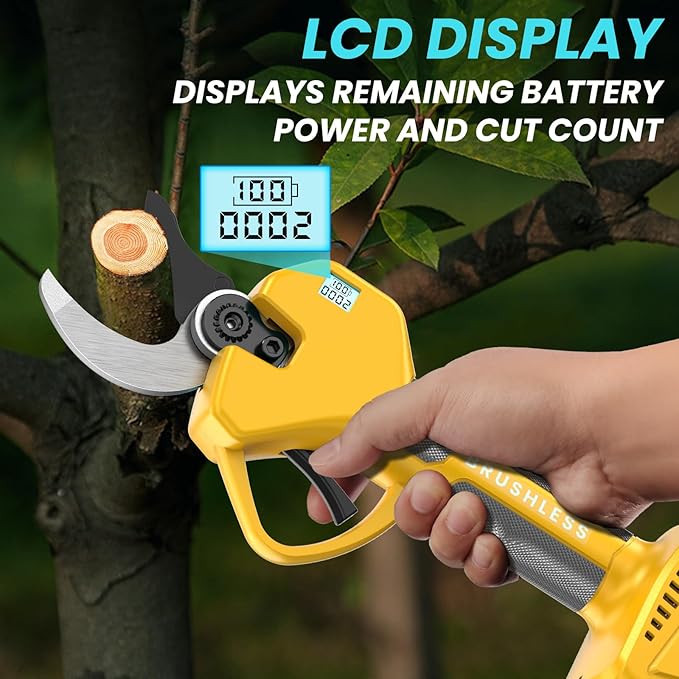 Electric Pruning Shears Cordless Pruner Shears Brushless 2.0 Inch Cutting Diameter with 2 * 2Ah Battery Pruning Shears Garden Tool for Tree Trimming Branch Cutter