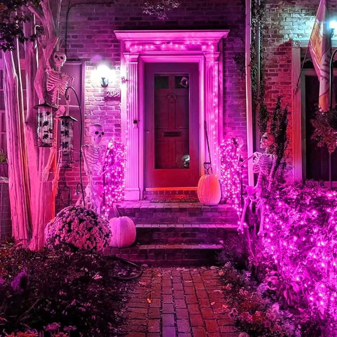 500 LED Pink Christmas Lights,164 FT Outdoor Fairy Lights Plug in, Pink String Lights with 8 Twinkle Modes for Indoor Outdoor Bedroom, Yard, Wedding, Valentines Day Decoration