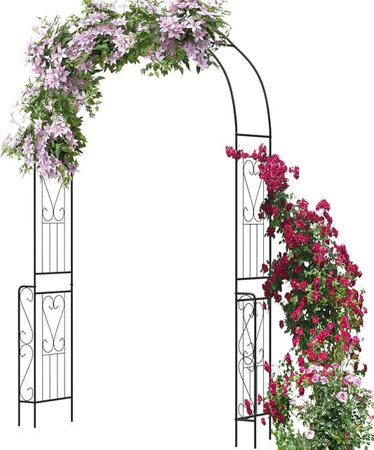 Giantex Garden Arch Trellis - 7.9 ft Metal Arbor Pergola for Climbing Plants Rose Clematis Vines, Wedding Archway Arbour for Party Ceremony Backdrop Stand Outdoor Garden Yard Lawn Decoration