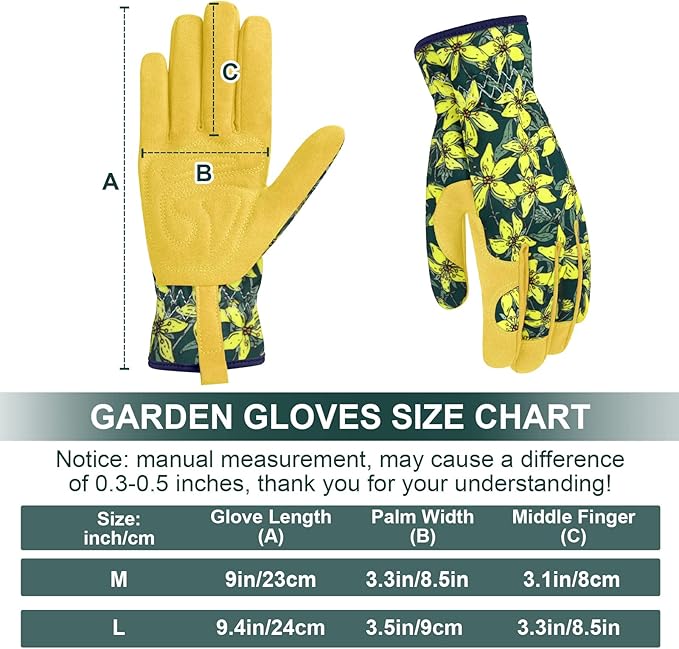Womens Gardening Weeding Working Gloves, Leather Garden Glove for Women Thorn Proof No Stab for Digging, Planting,Pruning