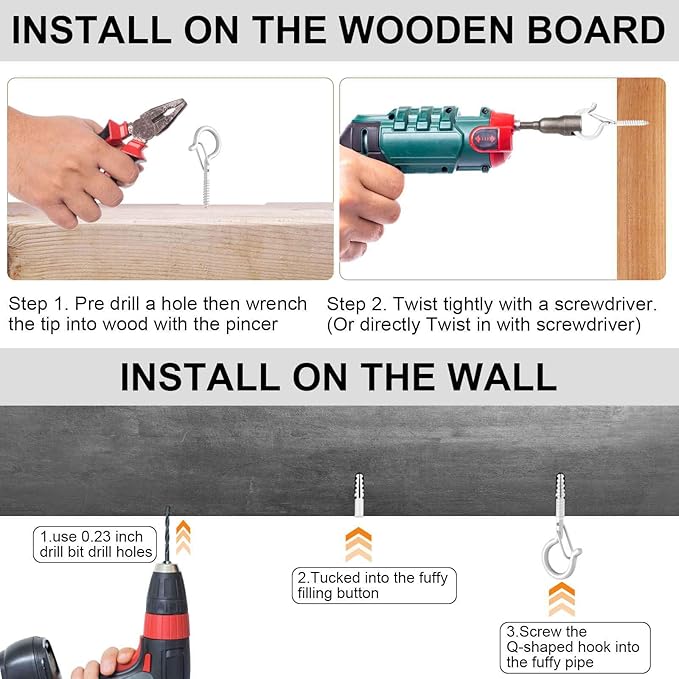 96 PCS Q-Hanger Hooks, Screw Hooks for Outdoor String Lights, Safety Buckle Design Cup Eye Hook for Hanging Christmas Lights, Plants, Mounted on Wall Ceiling, Include 1 Wing Nut Driver, White