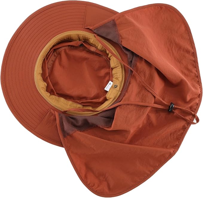 Home Prefer UPF50 Mens Sun Hat with Neck Flap Quick Dry UV Protection Cap Womens Wide Brim Fishing Hat Neck Flap Beach Garden