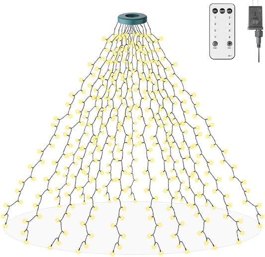 400 LEDs Christmas Tree Lights,LED Christmas Lights with 8 Light Modes,Timer& Memory Function,Remote Control,16 Strands 6.6FT String Light for Wedding,Home Party,Xmas Tree Decor,Warm White