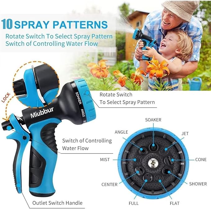 Expandable Garden Hose 200 ft - 2025 New Kink Free Flexible Water Hose 200ft with 10 Pattern Spray Nozzle, 3/4 Solid Brass Connectors, Retractable Latex Core - Lightweight Expanding Hose