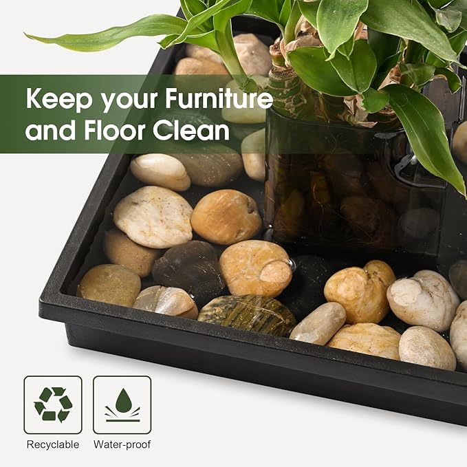 NATSUKY Square Plant Saucer 16 Inch 2 Pack, 8 10 12 14 16 Inch Plant Trays for Indoors Heavy Duty Plastic Flower Plants Saucers for Pots Outdoors No Holes Drip