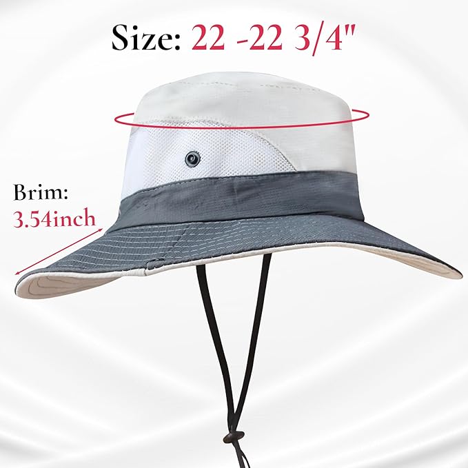 NPQQUAN Ponytail Sun Bucket Hats for Women Men Wide Brim UPF 50+ Fishing & Beach Hats