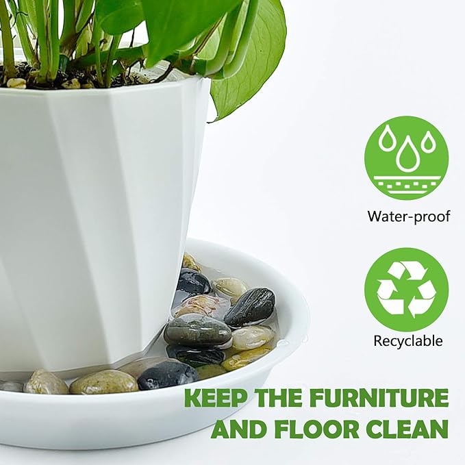 3 Pack Plant Saucer Heavy Duty Sturdy Drip Trays for Indoor and Outdoor (14 Inch, White)