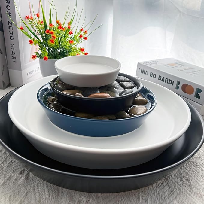 Ceramic Plant Saucers, 10 Inch (11 Inch) Plant Trays, Durable Round Glazed Ceramic Flower Plant Water Drip Tray for Pots Planter, Heavy Duty Plant Dish Plant Plate to Catch Water for Indoor & Outdoor