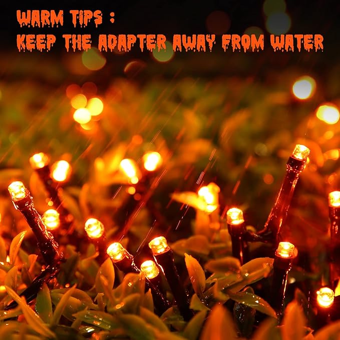 Toodour Orange Candlelight Halloween Lights, 131ft 350 LED String Lights with 9 Modes, Timer, Connectable, Dimmable Orange Halloween Outdoor Lights for Home, Party, Garden, Yard, Holiday Decorations