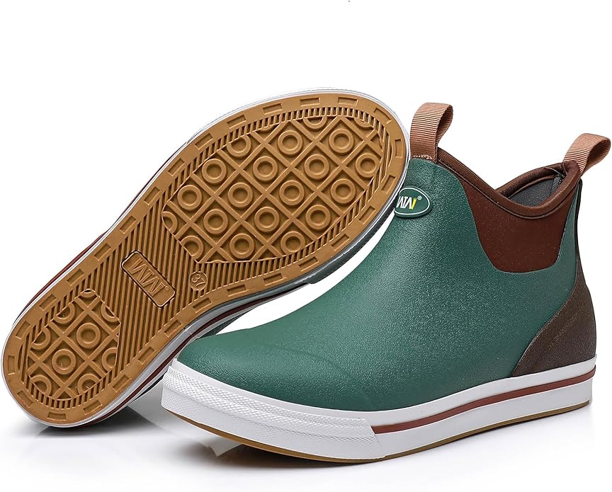 WTW Unisex Rain Boots for Men and Women Waterproof Rubber Fishing Deck Boots Neoprene Boots Slip on Ankle Garden Shoes