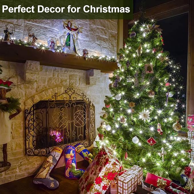 Decute 800LED 272ft Christmas String Lights UL Certified 8 Modes, Waterproof Outdoor Indoor Twinkle Starry Light for Christmas Tree Patio Garden Party Decor, Cool White