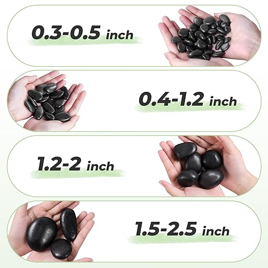 SIDONG 5 lbs Black River Rocks, 1.2-2 Inches Polished Pebbles for Indoor Plants, Aquarium Rocks Used in Fish Tank, Decorative Stones for Plants, Vases, Home Décor, Crafting, Garden Landscaping