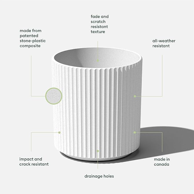 Veradek Demi Series Round Planter for Porch, Patio, Backyard | Durable Plastic-Concrete Material | Modern Décor for Tall Plants, Flowers