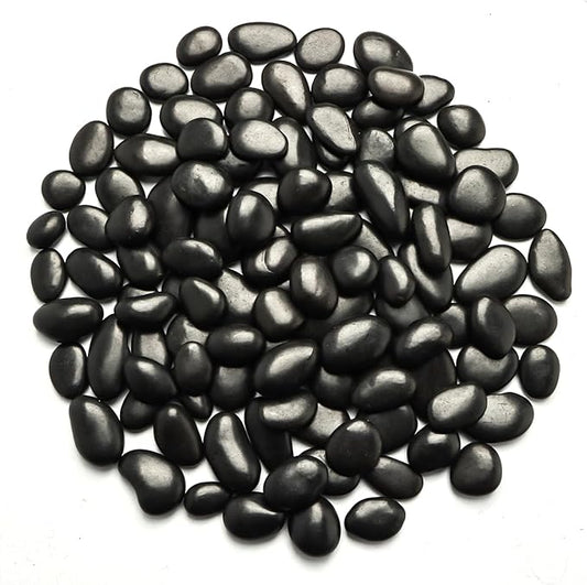 River Rocks 5 Lb, Pebbles for Indoor Plants 0.8"-1.5", Black Rocks for Outdoor Landscaping, Decorative Stones Vase Filler, Fish Tank, Fountain, Succulents, Flower Bed, Black