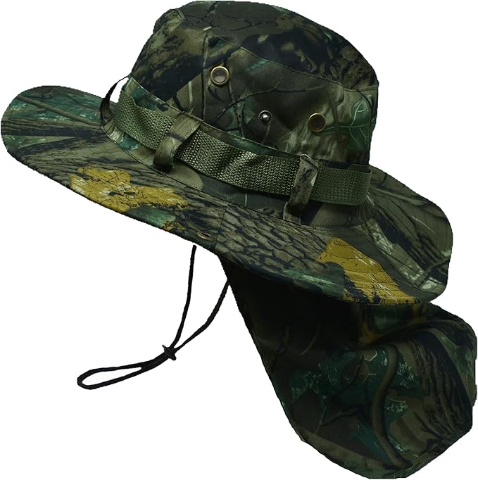 Glory Max Bucket Boonie Hat with Neck Flap Cover Sun Safari Wide Brim Fishing Garden Hiking Cap