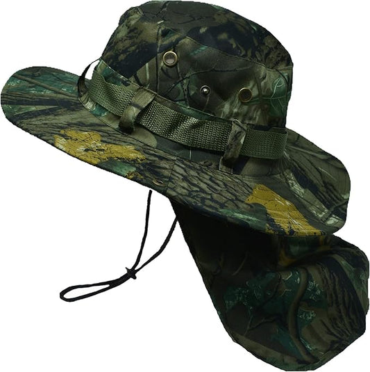 Glory Max Bucket Boonie Hat with Neck Flap Cover Sun Safari Wide Brim Fishing Garden Hiking Cap