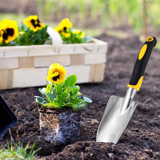 8 Pcs Garden Shovel Aluminum Alloy Heavy Duty Trowel Garden Tool Small Shovels for Digging Metal Hand Trowel Spade with Soft TPR Handle for Lawn Yard Farm Home Shop Planting