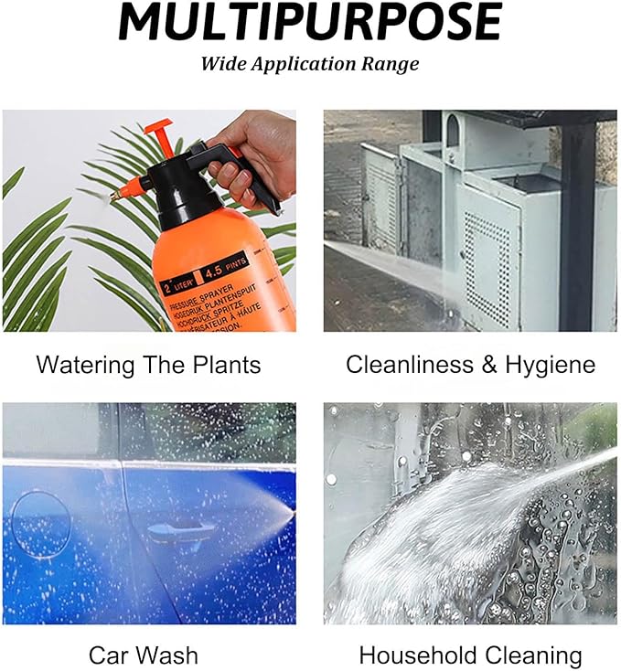 51oz/68oz Handheld Garden Pump Sprayer with Adjustable Nozzle Pressure Sprayer Hand Atomizer for Home Cleaning,Garden,Car Detailing & Washing (68ozOrange)