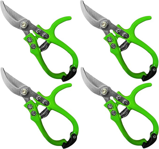 GARDEN GURU Ergonomic Garden Snips Clippers - Professional Hand Pruner Pruning Shear Scissors with Comfort Grip Handles for Gardening Trimming and Yard Work – High Carbon Steel (4 Pack)