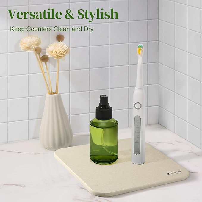 Plant Saucer, 8" Instantly Dry Diatomaceous Earth Stone Prevents Moisture Buildup, Flower Plant Tray Pot Saucer Keep Counter and Floors Dry and Clean (2 Pack) -Light Grey