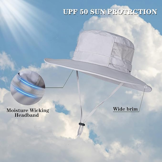 Sun Hat for Men/Women, UPF 50+ Fishing Hat,Waterproof Wide Brim Bucket Hat Foldable Boonie Hat for Hiking Garden Safari Beach