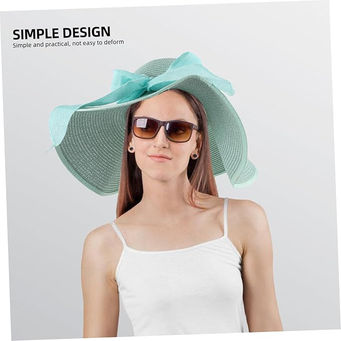 Wide Brim Straw Beach Hat for Women Foldable Summer Sun Hat with Bowknot Decor Brim UV Protection Comfortable Shade for Outdoor Travel and Garden Activities Multi