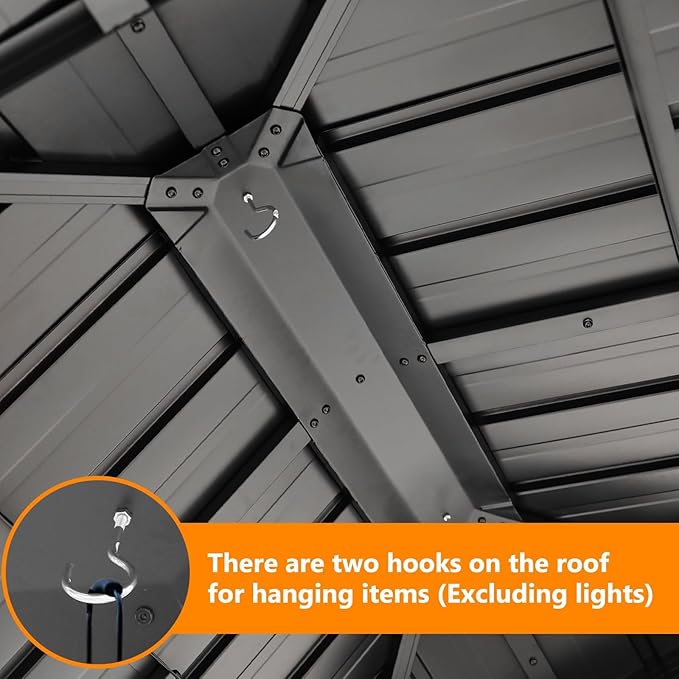 11x13FT Wood Gazebo, Outdoor Wooden Gazebo with Galvanized Steel Double Roof, Hardtop Gazebos for Garden, Patio, Deck, Backyard