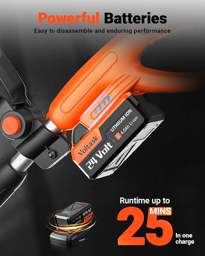 VOLTASK Cordless Snow Shovel - 24V | 11-Inch | 4-Ah Cordless Snow Blower, Battery Snow Blower with Adjustable Front Handle (4-Ah Battery & Quick Charger Included)