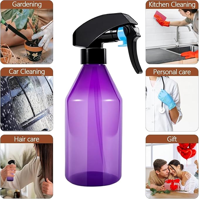 Plant Mister Spray Bottle, 10oz Plastic Fine Mist Spray Bottles, Empty Plant Sprayer Mister Water Spritzer for Gardening, Hair, Cleaning Solutions, Purple