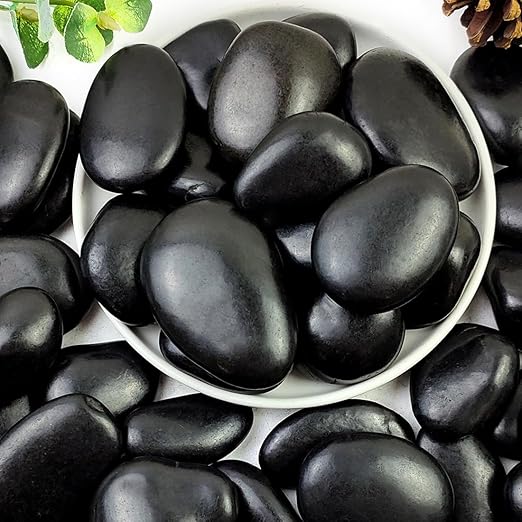 20lbs Black Pebbles for Landscaping, 2-3 Inch High Polished Natural Large River Rocks for Plants, Decorative Stones Vase Filler Fish Tank Aquariums Garden Outdoor and Indoor DIY