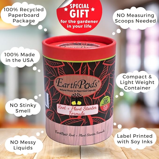 100 EarthPods - Bio Organic Plant Starter Fertilizer Spikes – Special Plant Food Formulated to Jump Start Roots for New Plantings – Prevent Transplant Shock - Made in USA