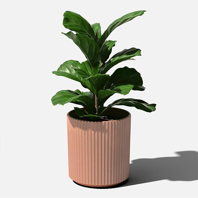 Veradek Demi Series Round Planter for Porch, Patio, Backyard | Durable Plastic-Stone Composite Material | Modern Décor for Tall Plants, Flowers