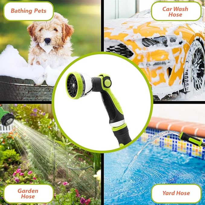 Heavy Duty Garden Hose 100ft x 5/8” – Flexible Water Hose, Leak-Proof, Lightweight Hybrid Hose with Swivel Handle & 10 Function Spray Nozzle – Durable Outdoor Hose, Kink Free