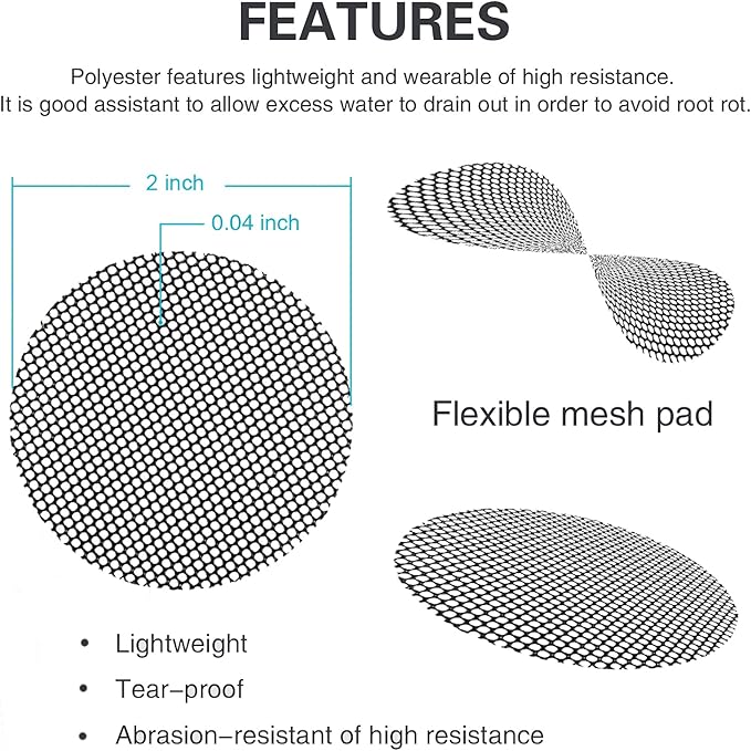 100PCS Bonsai Pot Bottom Grid Mat Mesh, Plant Drainage Screens Gasket, Round Drainage Mesh Hole Screens Keep Soil from Flowing Away, 2 Inch