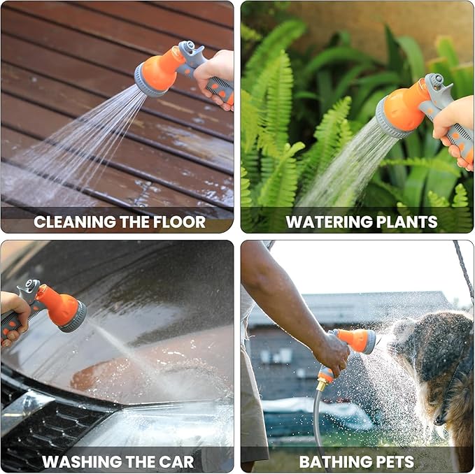 Retractable Garden Hose Reel 5/8 in x 65 Ft, EliteEdge Wall Mounted Garden Hose Reel, with 9 Function Sprayer Nozzle, Any Length Lock, Lock/Automatic Slow Return System, 180° Swivel Bracket