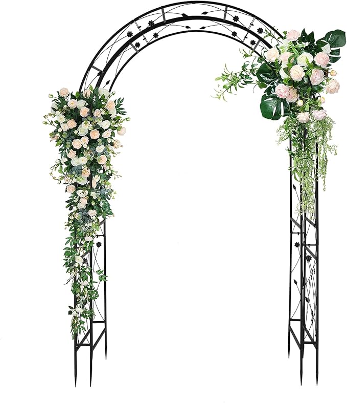 VINGLI Garden Arbor, Arch for Wedding Ceremony Party, Christmas Garden Decor Steel Garden Trellis for Plant Climbing, Pergola for Garden, Backyard, Lawn (Black-59x84)