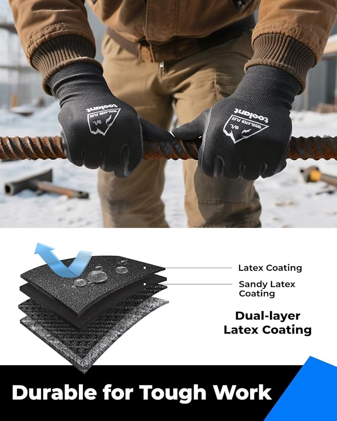 toolant Winter Work Gloves for Men & Women, Freezer Gloves with Super Durable & Grip, Insulated Liner for Cold Weather