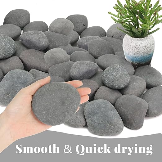 20LB Black Stones Pebbles River Rocks, Natural Beach Pebbles, 2-3" Garden Decorative Stones-2-3 Large Plant Rocks,Ideal for Aquarium, Home Decor