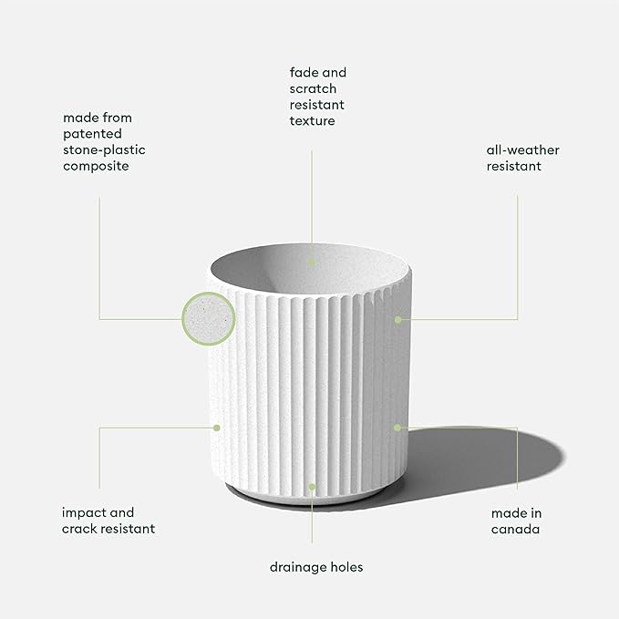 Veradek Demi Series Round Planter for Porch, Patio, Backyard | Durable Plastic-Concrete Material | Modern Décor for Tall Plants, Flowers