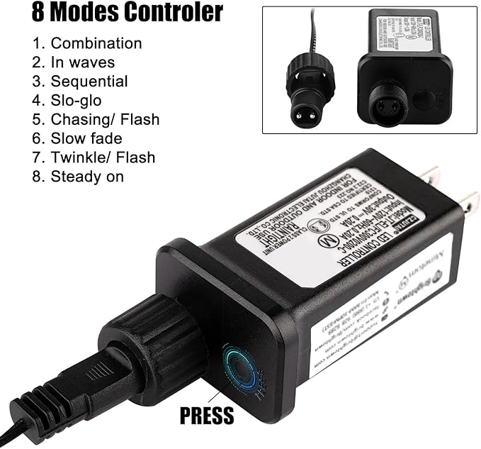 Minetom Halloween String Lights Outdoor, 66Feet 200 Led Purple Lights with 8 Lighting Modes for Halloween Garden Christmas Xmas Tree Lights Decor(Purple)